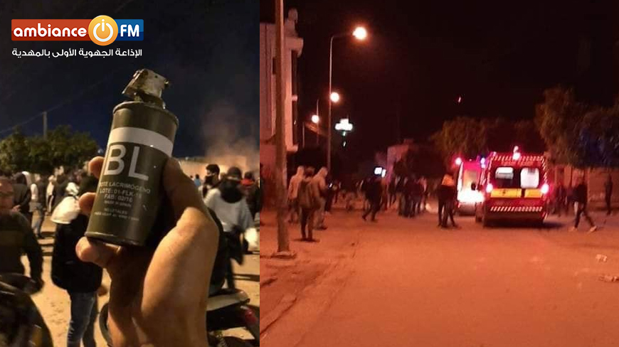 الشابة / الأمن بالغ في استعمال الغاز المسيل للدموع و الاحتقان يتضاعف